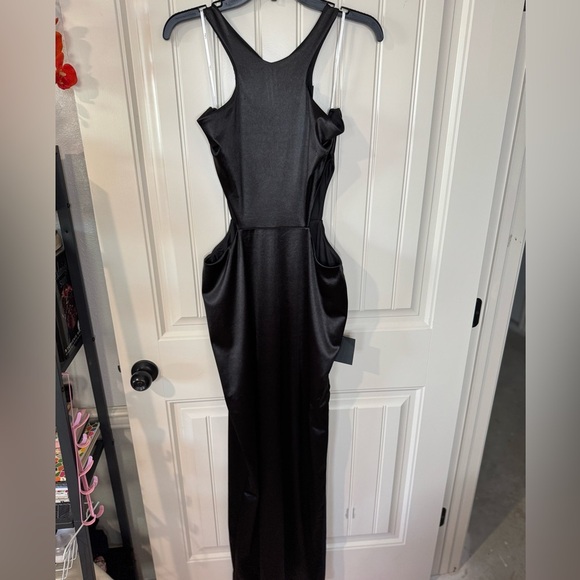 NEW w TAGS 🏷️ LULUS Elegant Black Satin Floor-Length Dress 🖤 (Size XL) - Picture 7 of 16